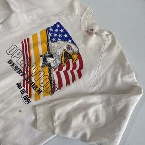 Fruit of the Loom Sweatshirt Mens L Operation Desert Storm Military Graphic 90s